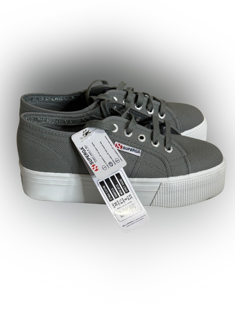 NWT Superga Grey 2790A Platform Canvas Sneakers 6